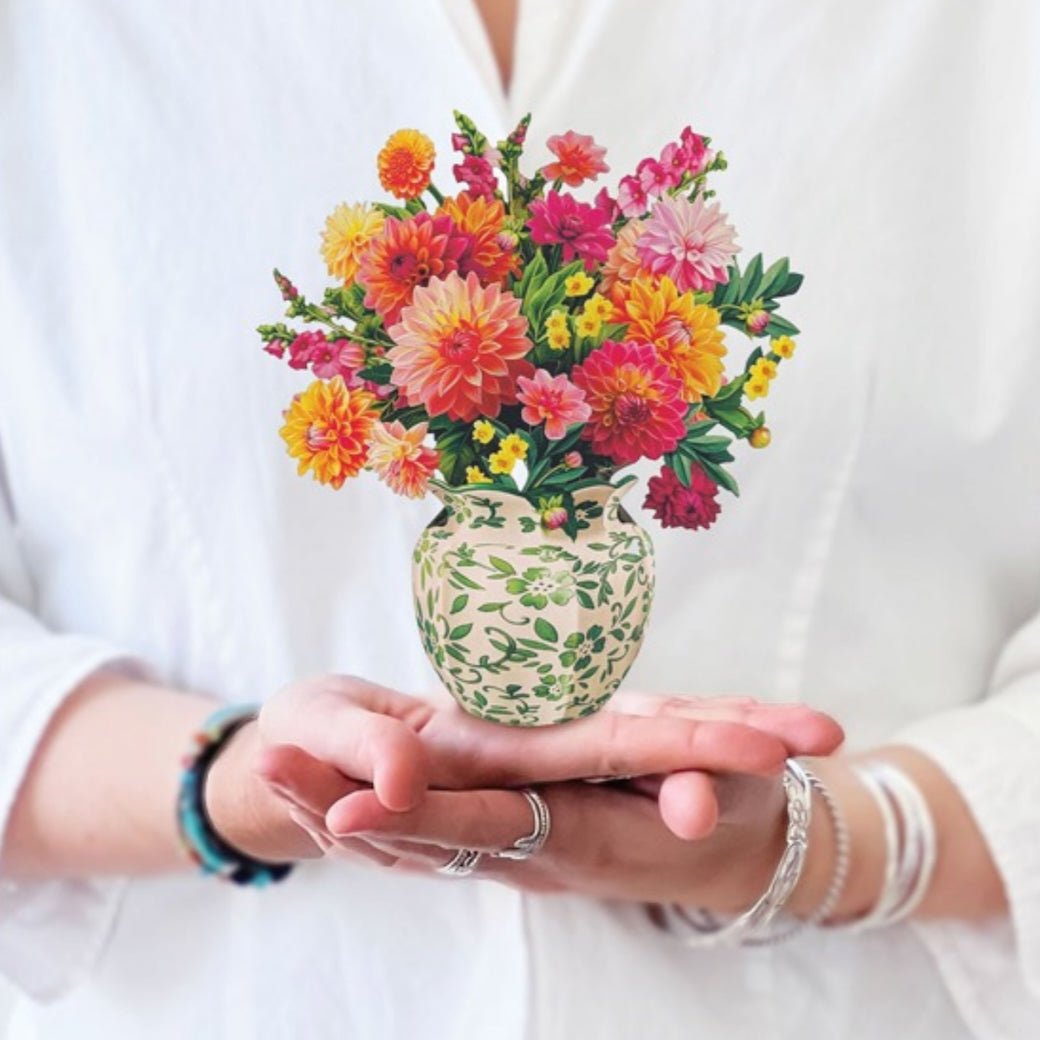 Mini Sunrise Dahlia Pop Up Greeting Card Bouquet - Marmalade Mercantile