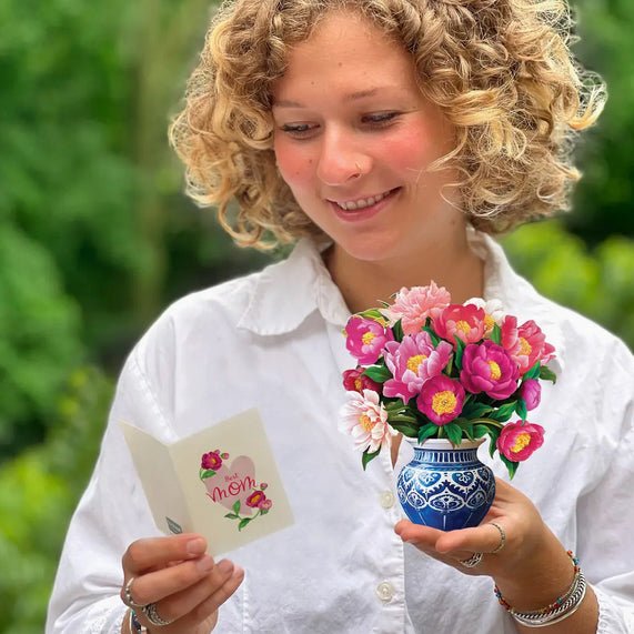 Mother's Day Mini Peony Pop Up Bouquet Card - Marmalade Mercantile