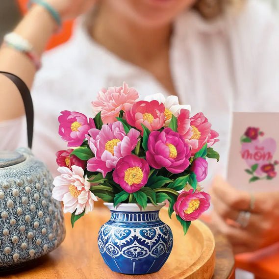 Mother's Day Mini Peony Pop Up Bouquet Card - Marmalade Mercantile