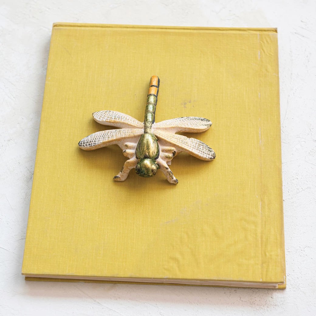 Multi-Color Stoneware Dragonfly Figure with Reactive Glaze - Marmalade Mercantile