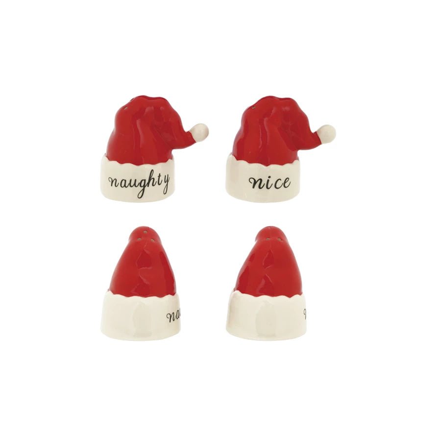 Naughty & Nice Santa Hat Christmas Salt & Pepper Shakers - Marmalade Mercantile