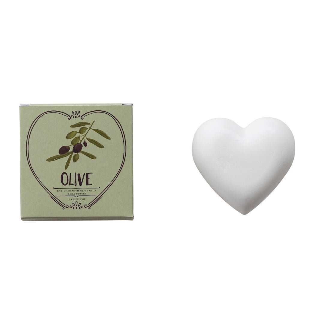Olive Scented Olive Oil & Shea Butter Triple Milled Heart Shaped Bar Soap - Marmalade Mercantile