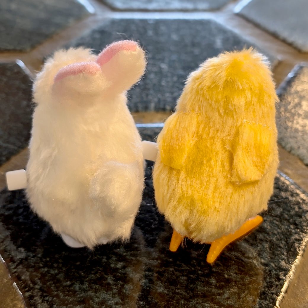 Pair of Cute Fuzzy Wind Up Toys for Easter Bunny or Chick - Marmalade Mercantile