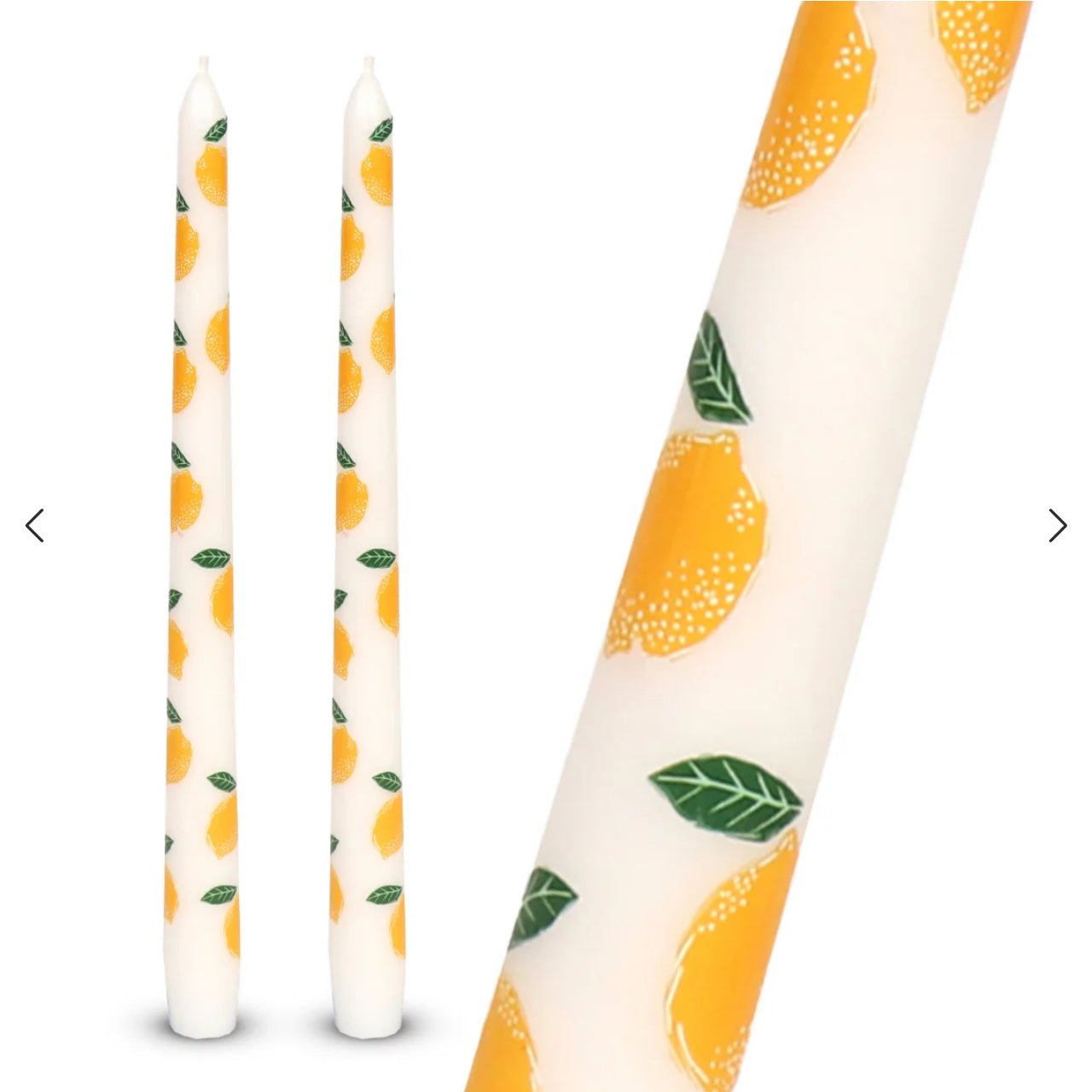 Pair of Lemons Taper Dinner Candles - Marmalade Mercantile