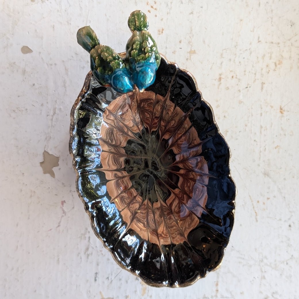 Petite Enameled Footed Jewelry Dish with Bird Figure - Marmalade Mercantile