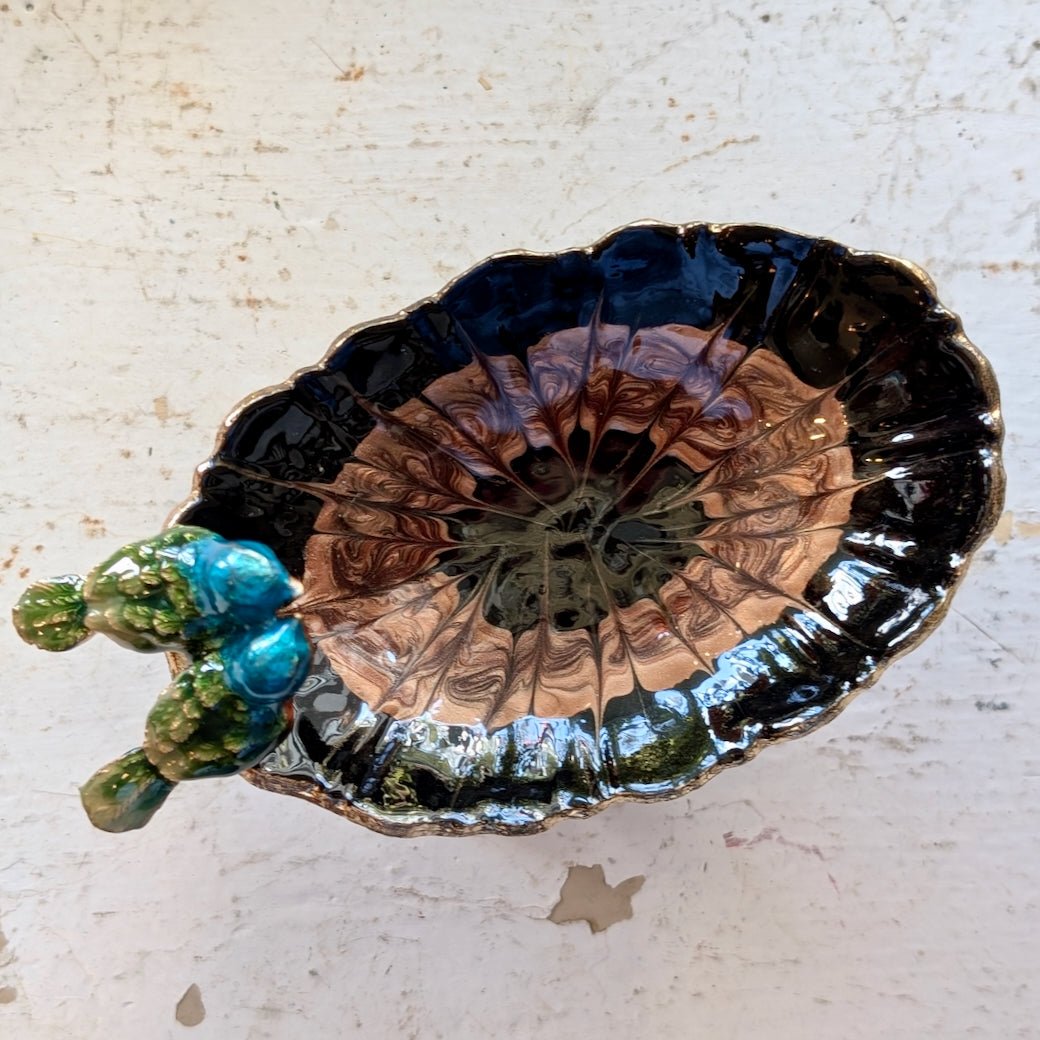 Petite Enameled Footed Jewelry Dish with Bird Figure - Marmalade Mercantile
