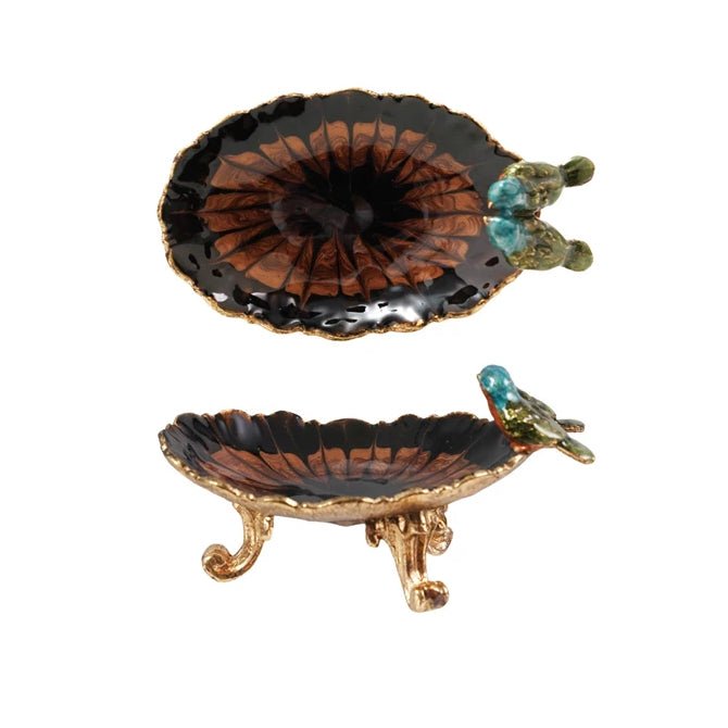 Petite Enameled Footed Jewelry Dish with Bird Figure - Marmalade Mercantile