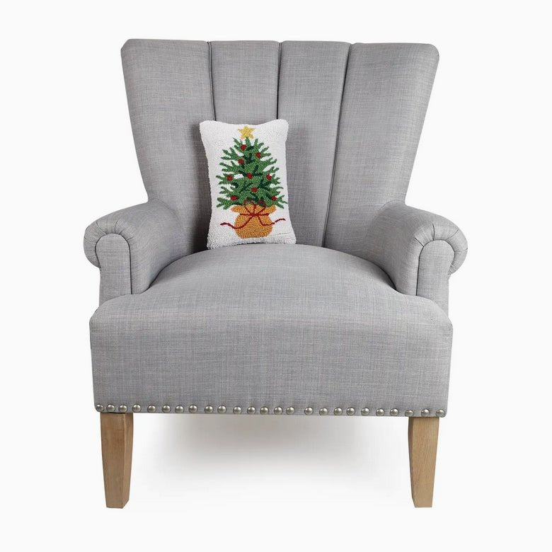 Petite Hooked Rug Pillow Wrapped Christmas Tree w Star - Marmalade Mercantile