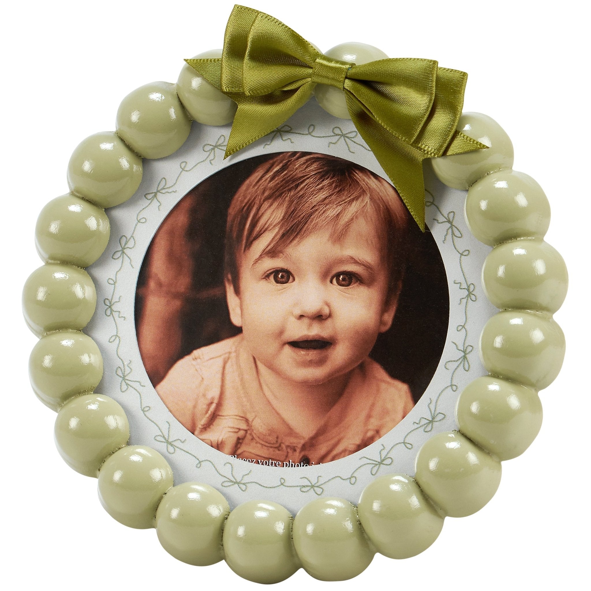 Petite Round Green Beaded Photo Frame - Marmalade Mercantile