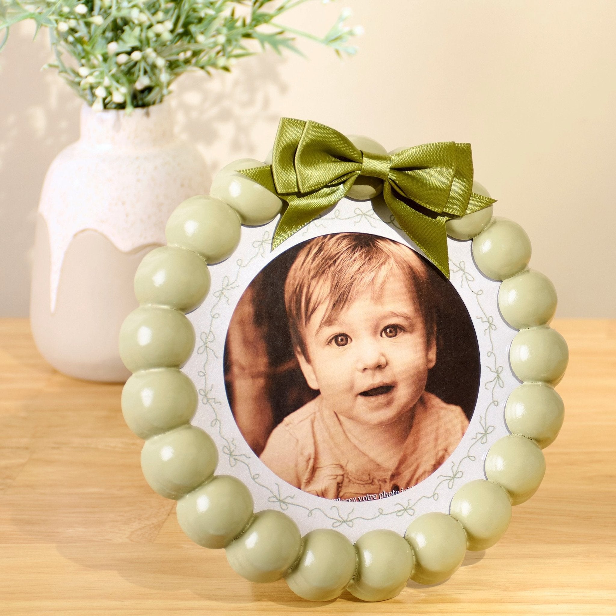 Petite Round Green Beaded Photo Frame - Marmalade Mercantile