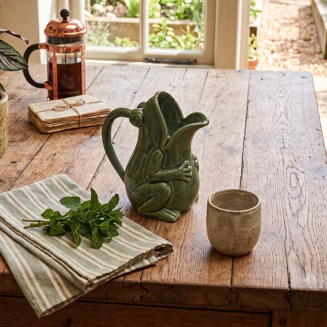Petite Rustic Stoneware Frog Pitcher 16 oz. - Marmalade Mercantile