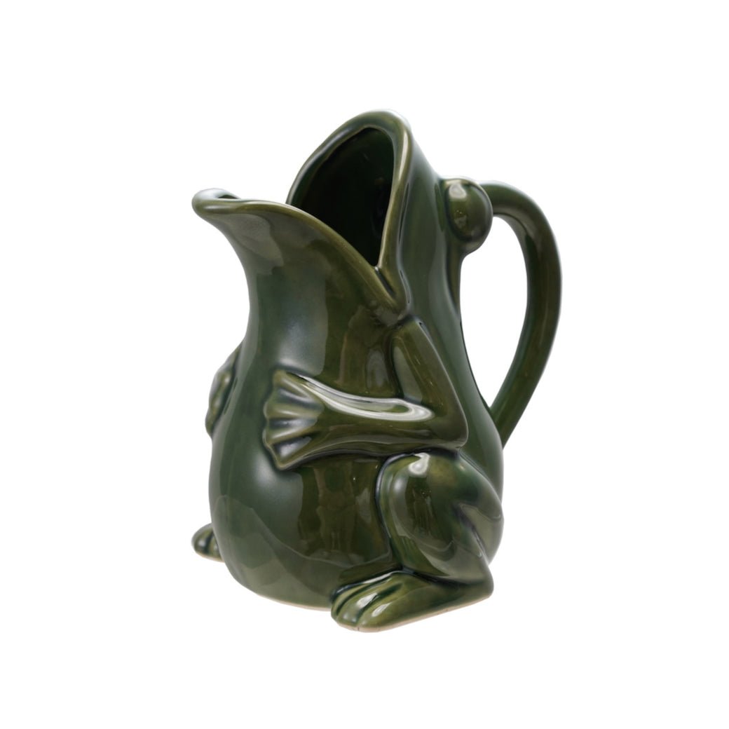 Petite Rustic Stoneware Frog Pitcher 16 oz. - Marmalade Mercantile