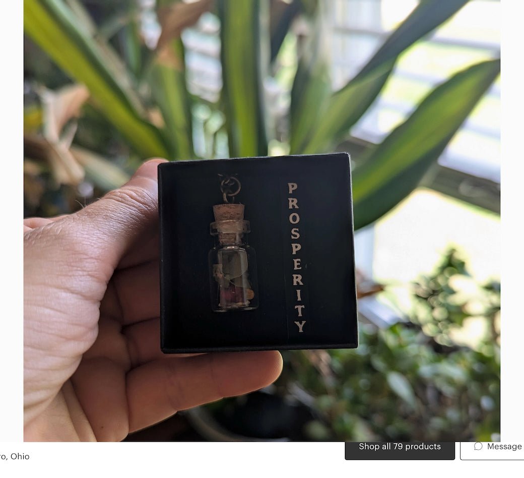 Prosperity Amulet - Abundance Talisman Necklace w Honeybee - Marmalade Mercantile