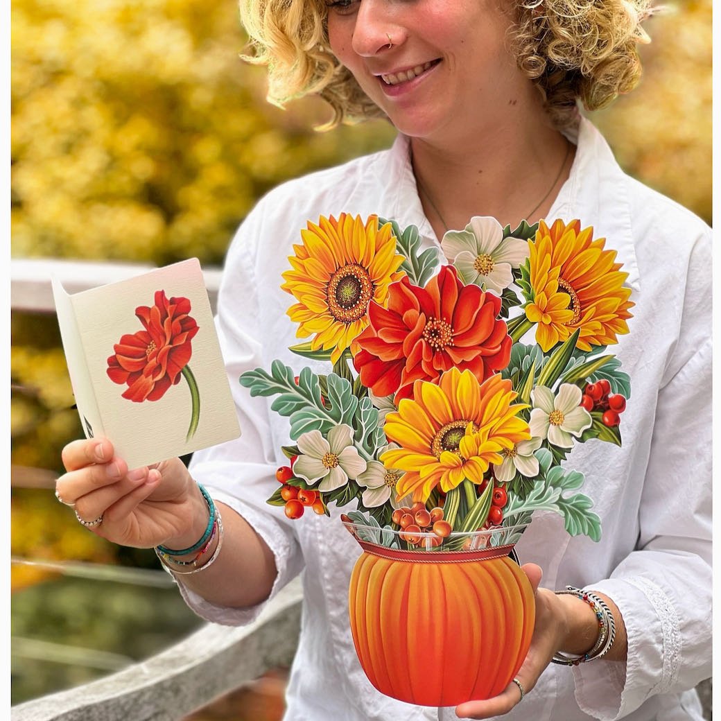 Pumpkin Harvest 3-D Life-Sized Pop Up Bouquet Greeting Card - Marmalade Mercantile