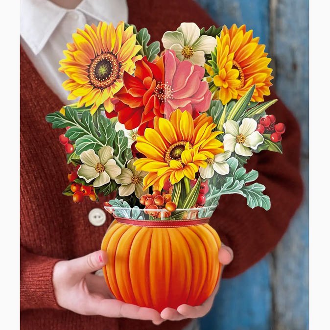 Pumpkin Harvest 3-D Life-Sized Pop Up Bouquet Greeting Card - Marmalade Mercantile
