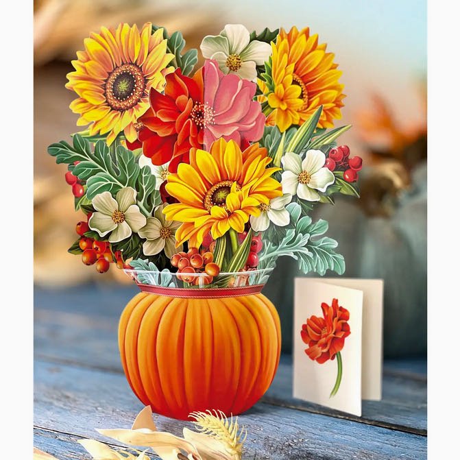 Pumpkin Harvest 3-D Life-Sized Pop Up Bouquet Greeting Card - Marmalade Mercantile