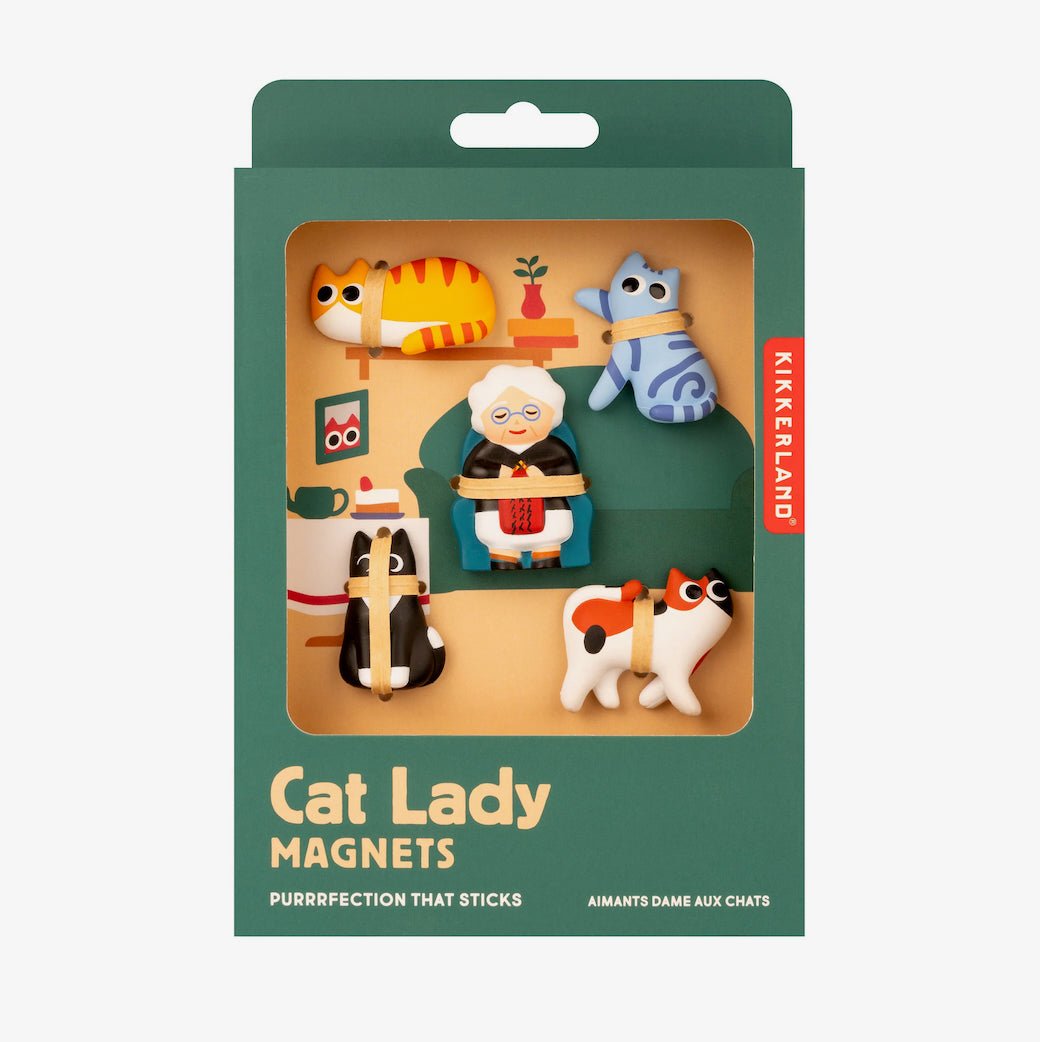 Set of Five Cat Lady Magnets - Marmalade Mercantile