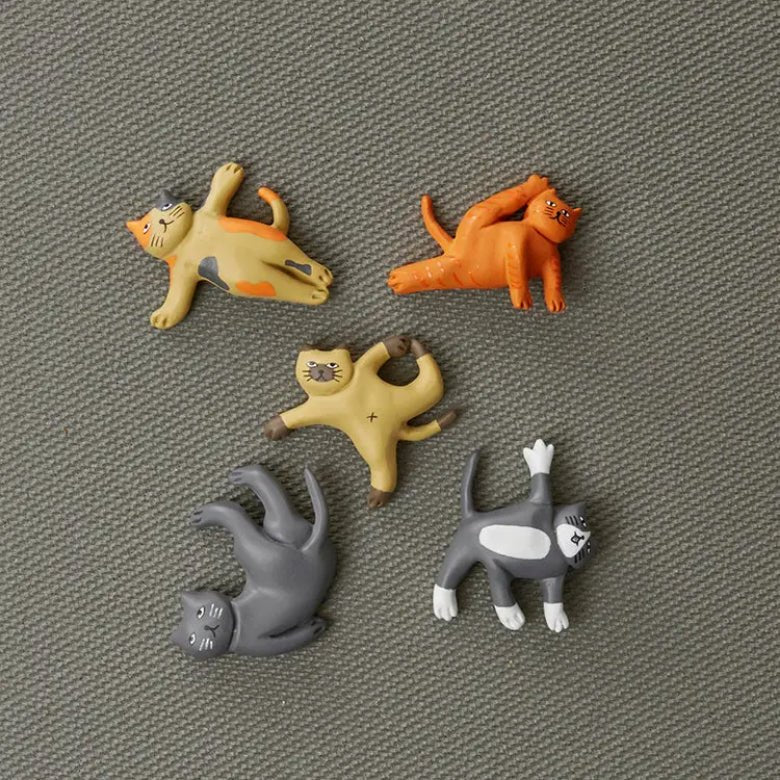 Set of Five Cat Yoga Magnets - Marmalade Mercantile