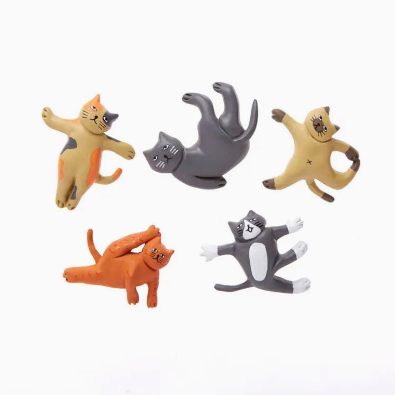 Set of Five Cat Yoga Magnets - Marmalade Mercantile