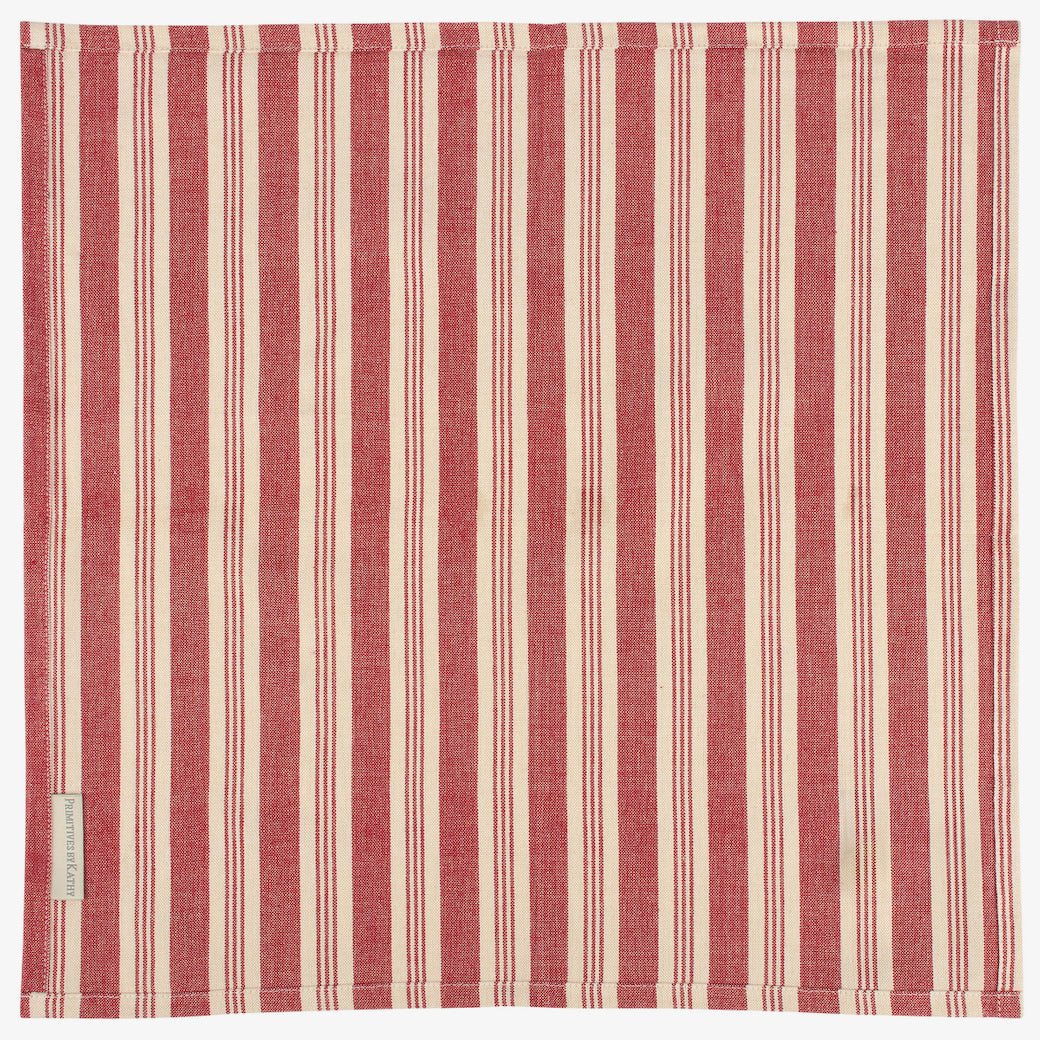 Set of Four Cotton Red Stripe Napkins - Marmalade Mercantile