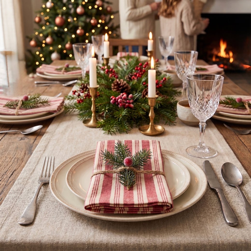 Set of Four Cotton Red Stripe Napkins - Marmalade Mercantile