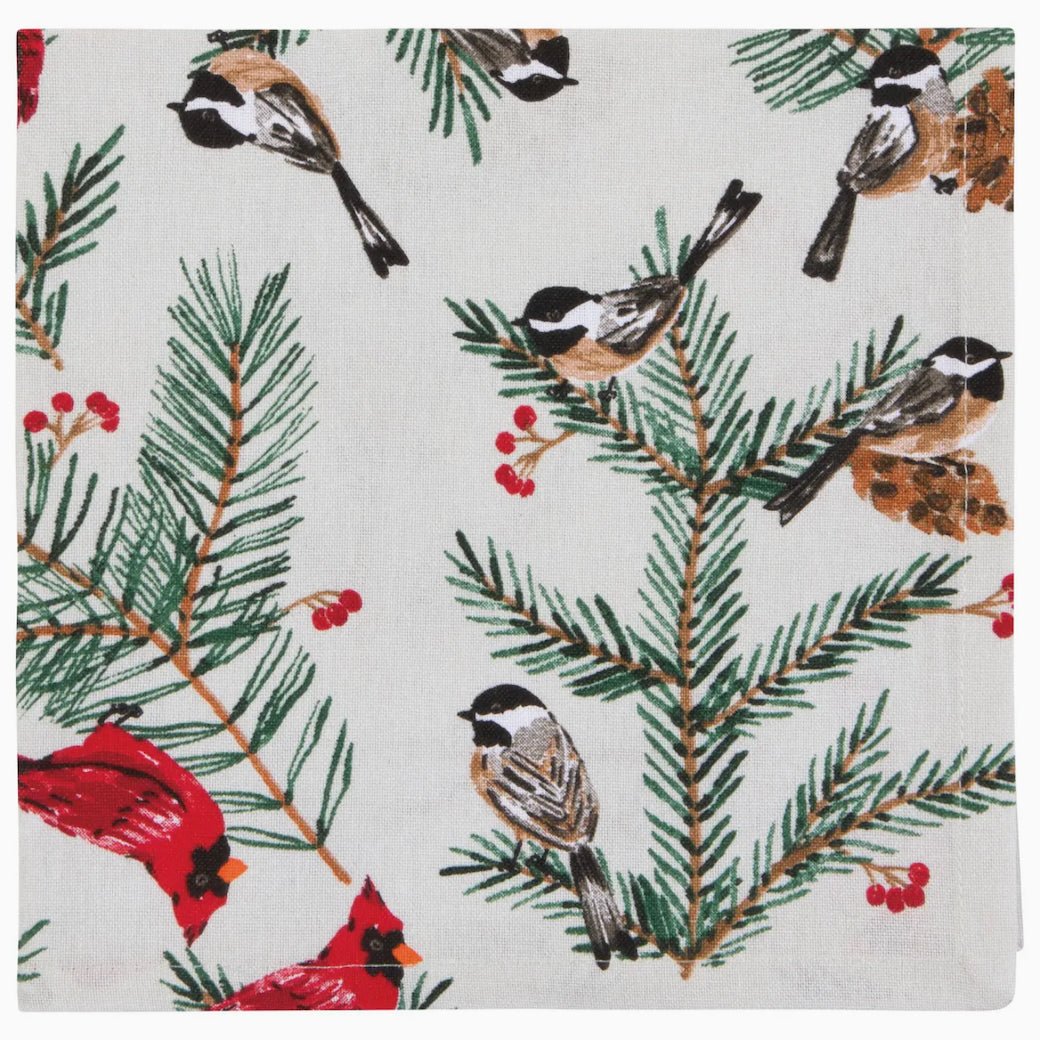 Set of Four Holiday Birds & Boughs Cloth Napkins - Marmalade Mercantile