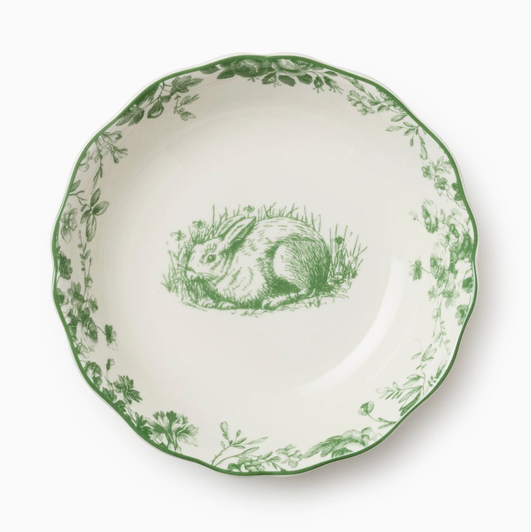 Set of Four Le Jardin Green Bunny Soup Bowls - Marmalade Mercantile