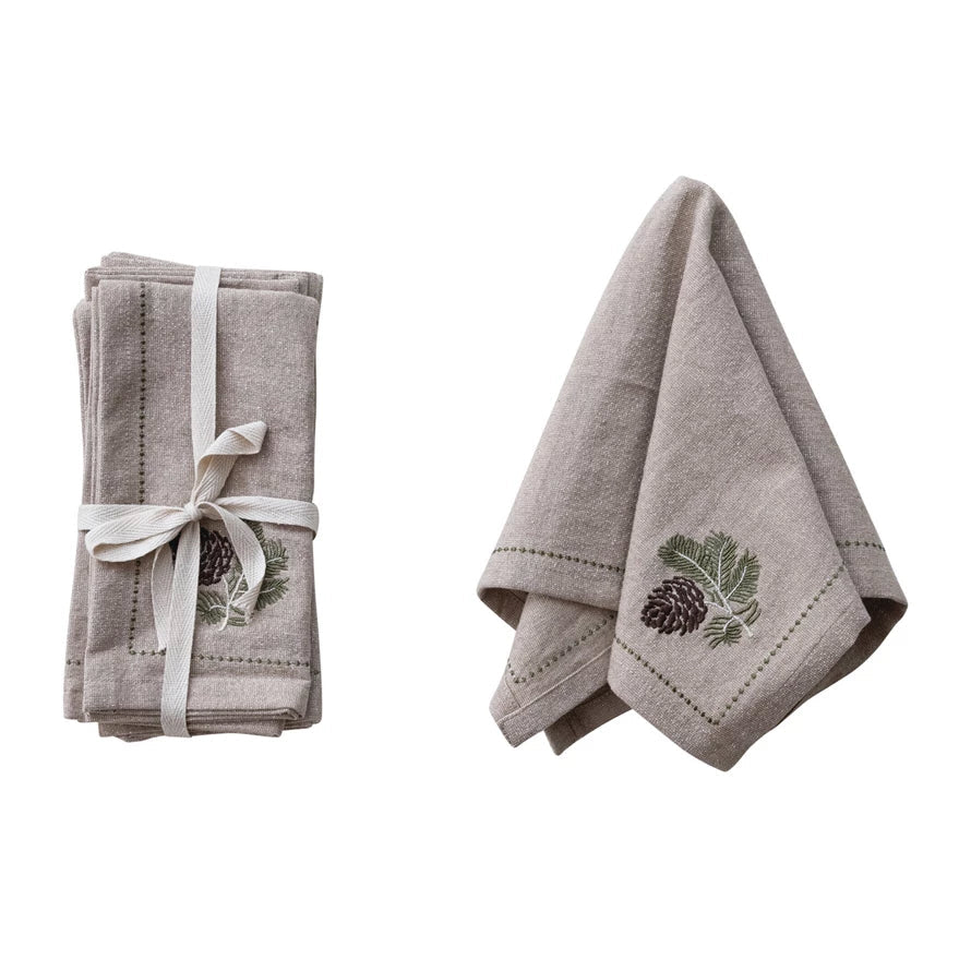 Set of Four Napkins with Gold Metallic Thread & Embroidery - Marmalade Mercantile