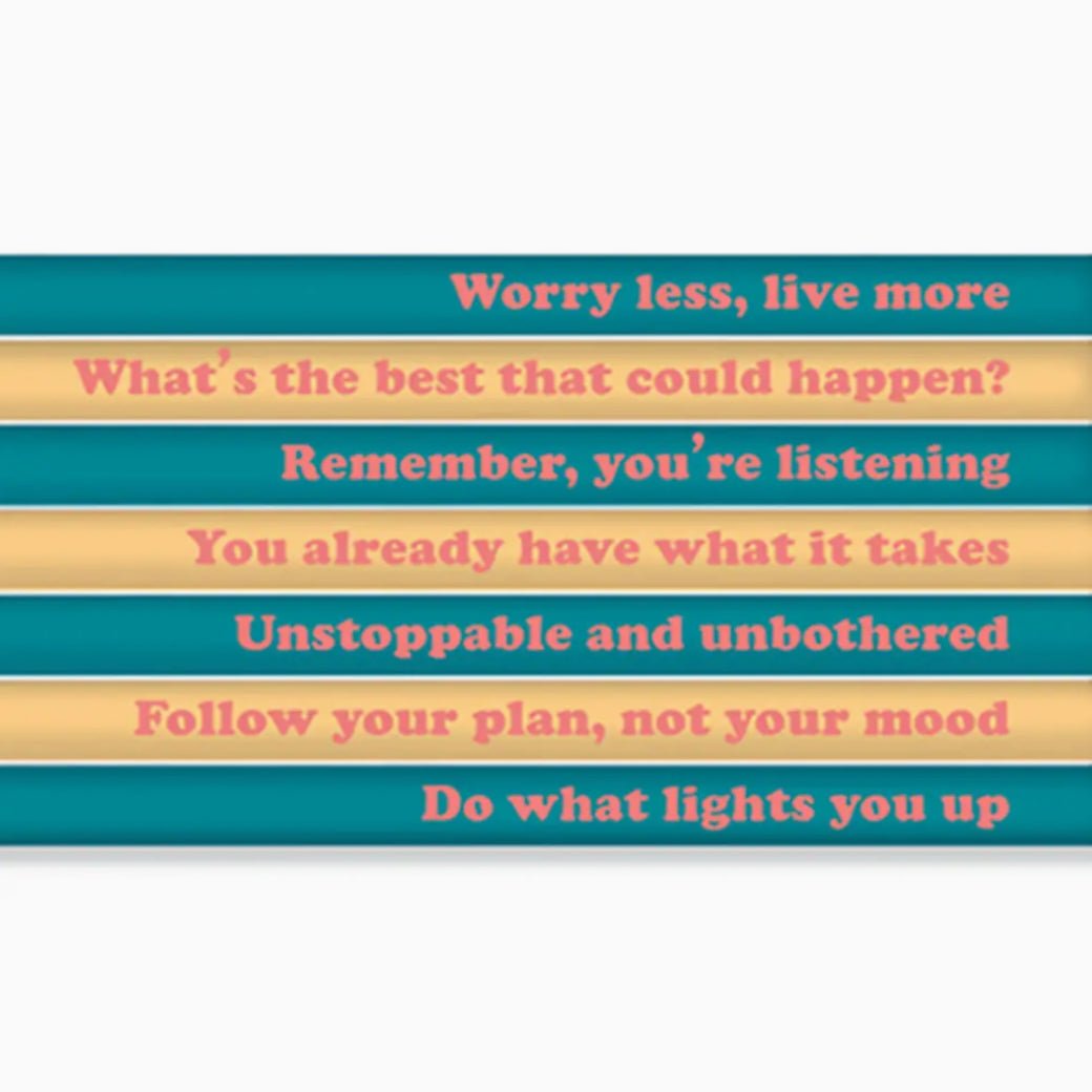 Set of Seven 2 Pencils "Worry Less Live More" - Marmalade Mercantile
