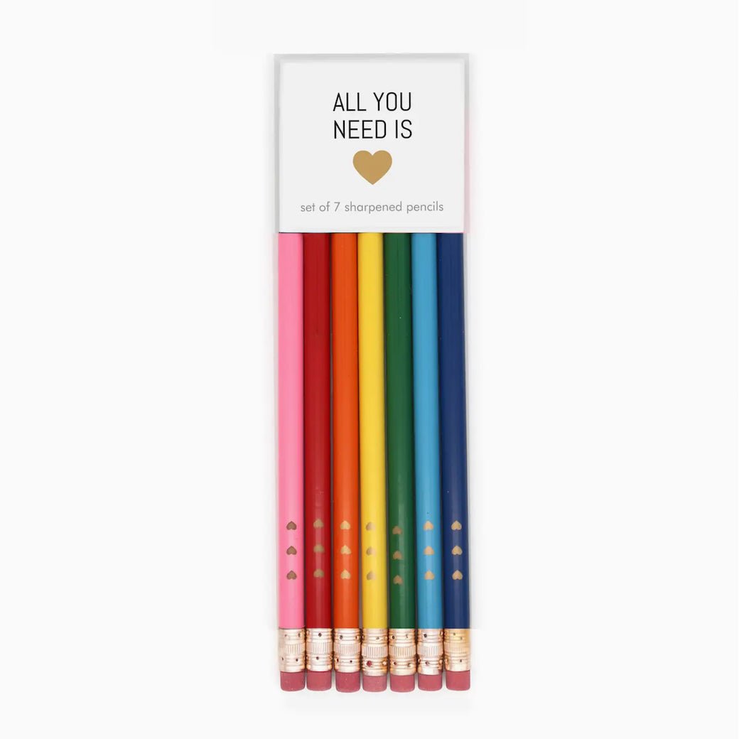 Set of Seven Sharpened All You Need is Love Pencils - Marmalade Mercantile