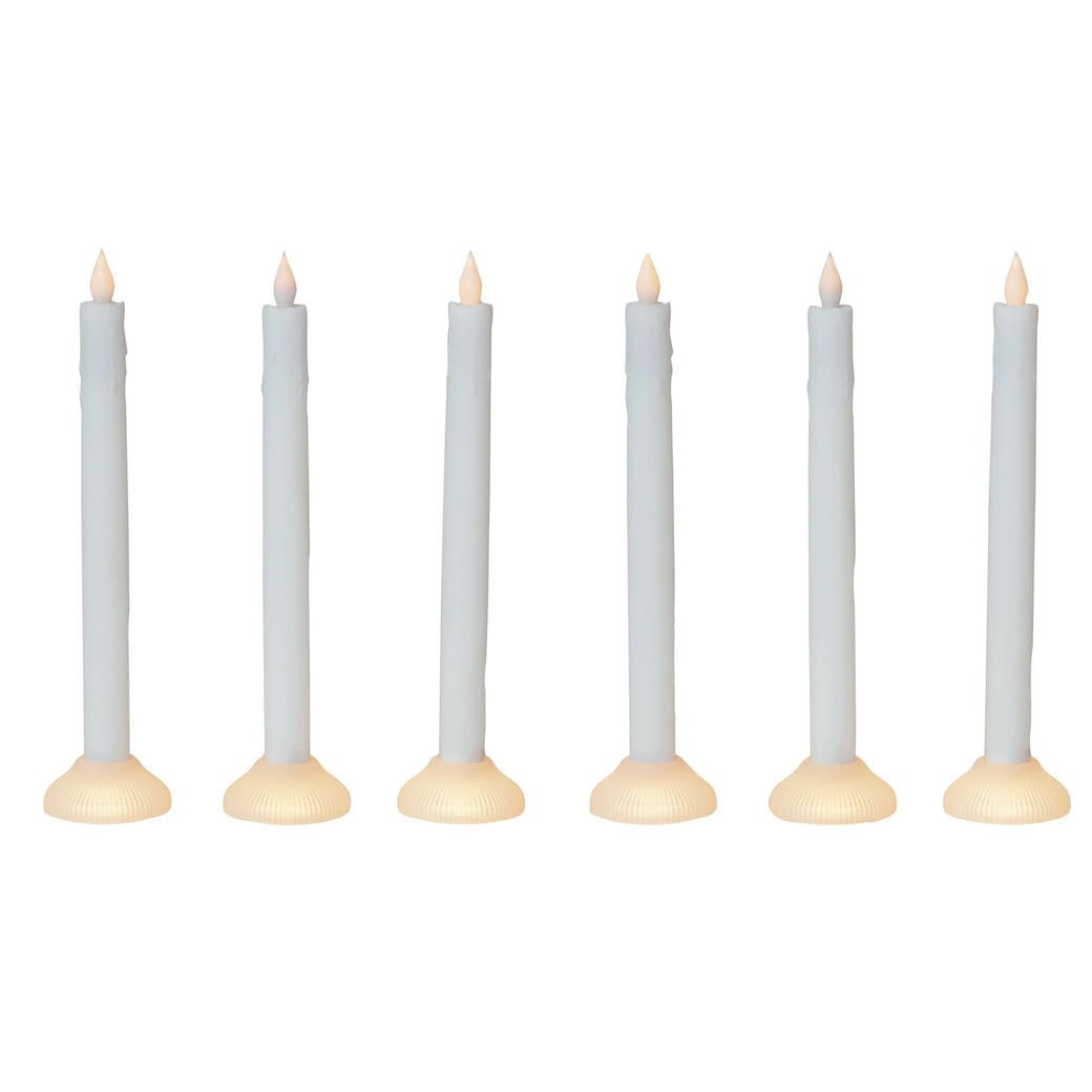 Set of Six LED Battery Operated Taper Candles with Holder Batteries Included - Marmalade Mercantile