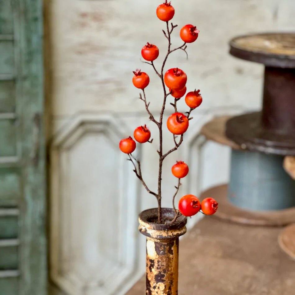 Set of Three Autumn Rose Hips Stems CHOICE of Five Colors - Marmalade Mercantile