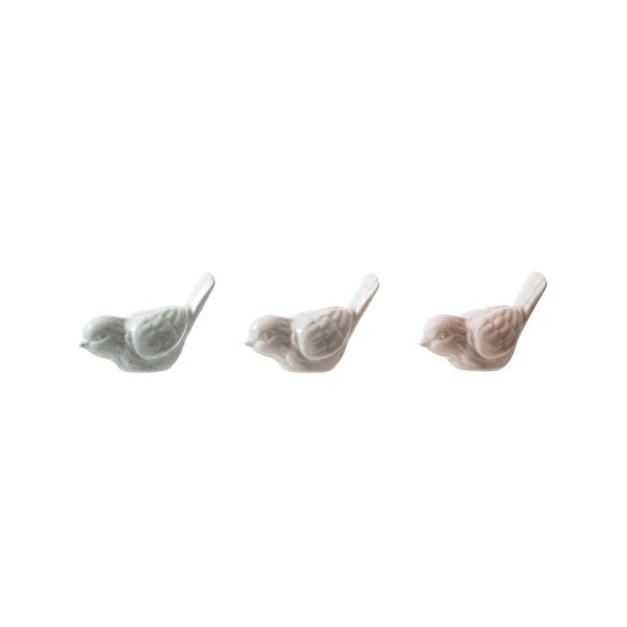 Set of Three Pastel Stoneware Bird Figures - Marmalade Mercantile