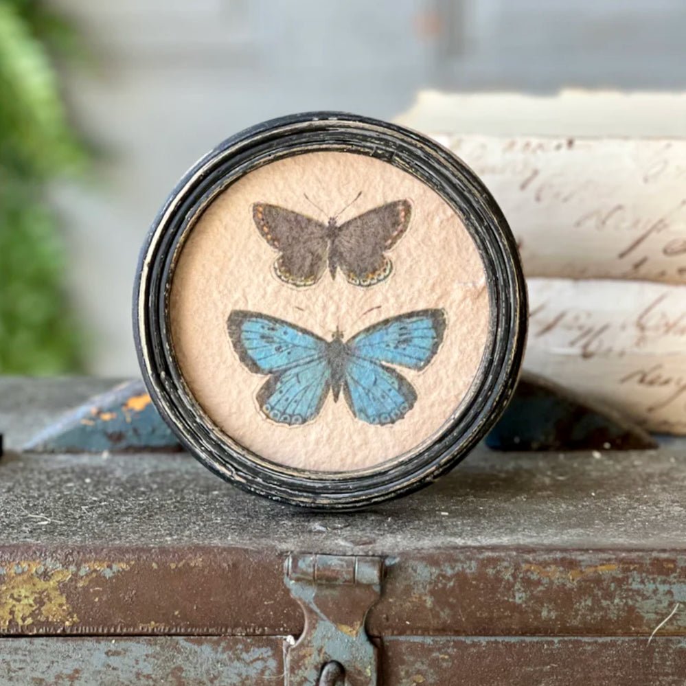 Set of Three Petite Kaleidescope Butterfly Round Framed Prints - Marmalade Mercantile