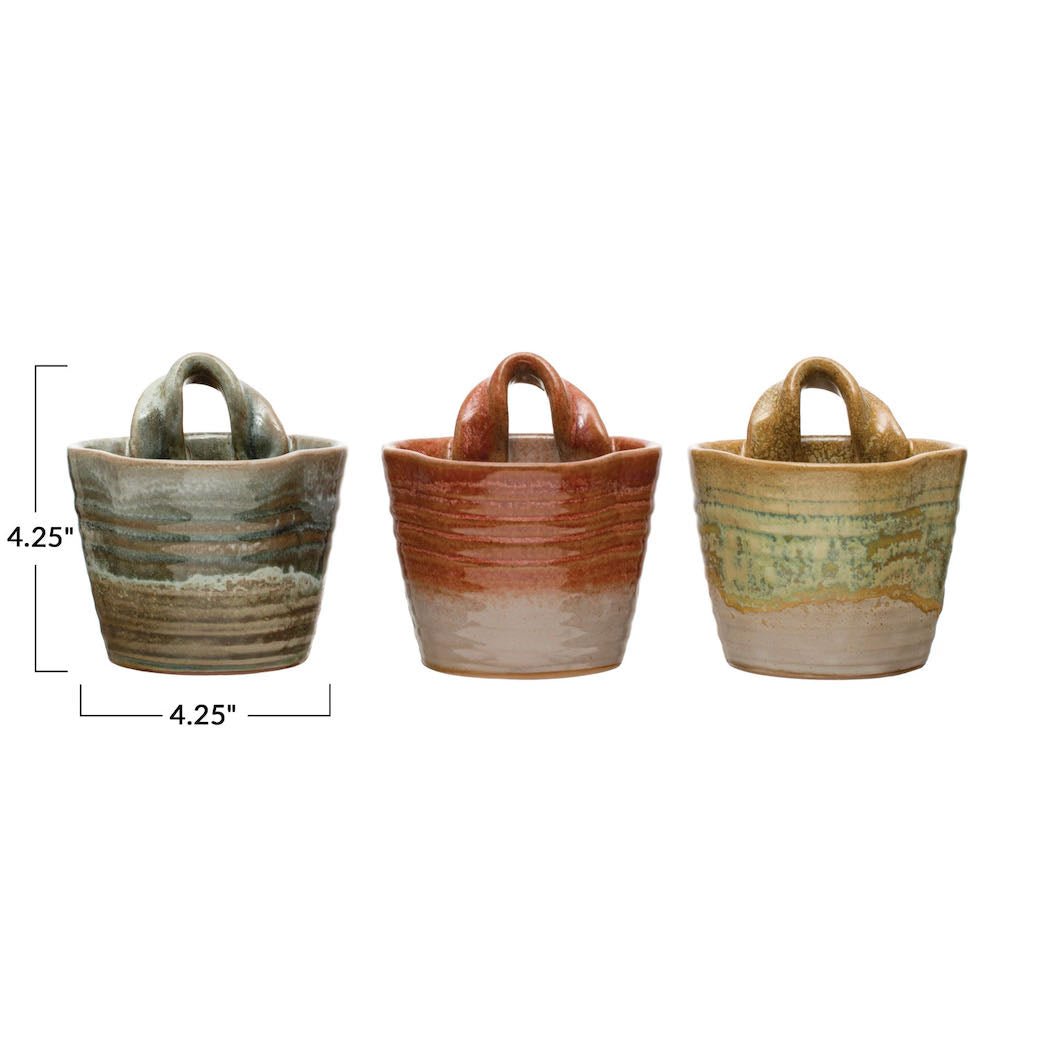 Set of Three Rustic Stoneware Wall Planters - Marmalade Mercantile