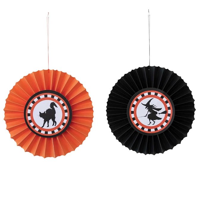 Set of Two Hanging Paper Halloween Pinwheel Ornaments - Marmalade Mercantile