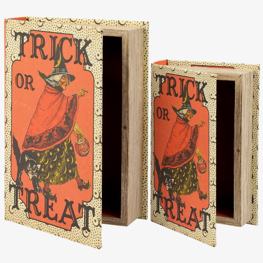 Set of Two Vintage - Style Trick or Treat Halloween Storage Books - Marmalade Mercantile