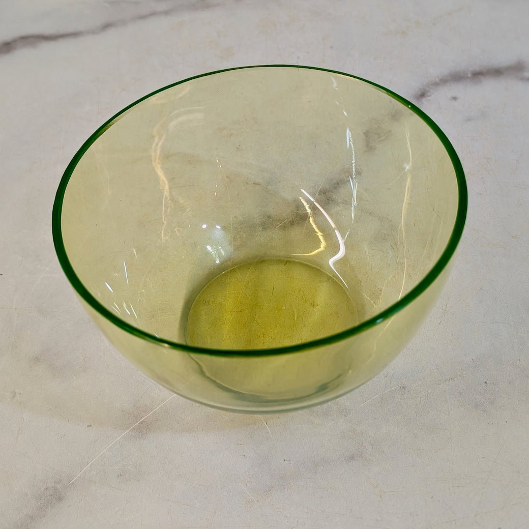 Small Antique Green Uranium Glass Fruit Bowl - Marmalade Mercantile