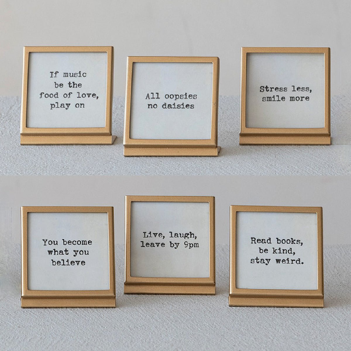 Small Elegant Metal & Glass Easel with Fun Saying CHOICE of Style - Marmalade Mercantile