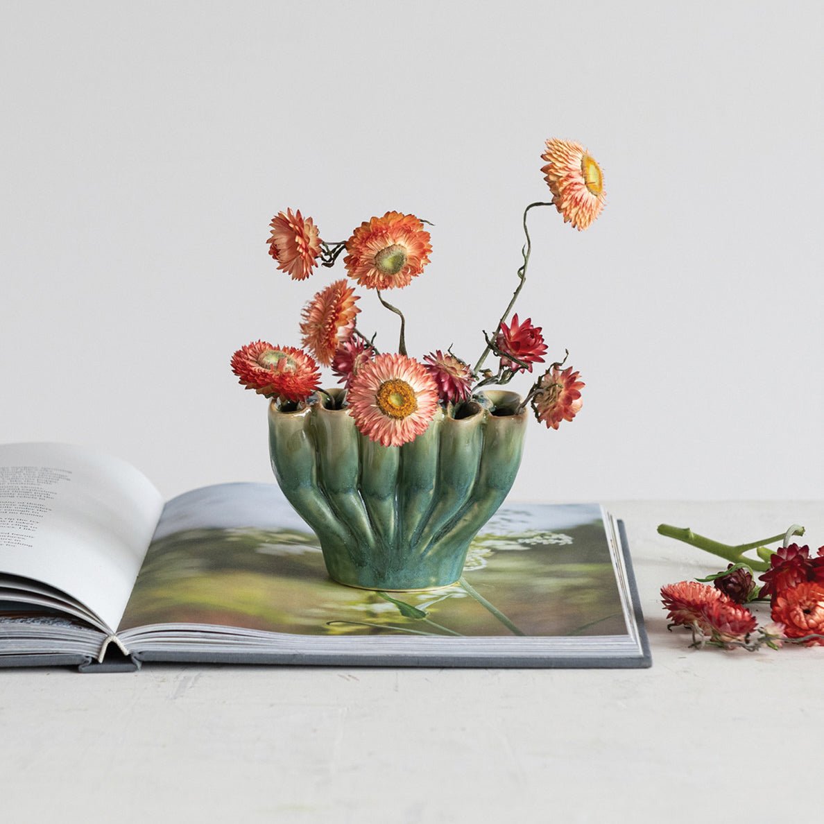 Small Stoneware Sculptural Vase w Six Sections - Marmalade Mercantile