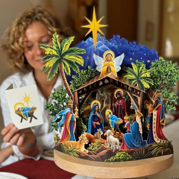 Starlit Nativity Scene Pop Up Greeting Card - Marmalade Mercantile