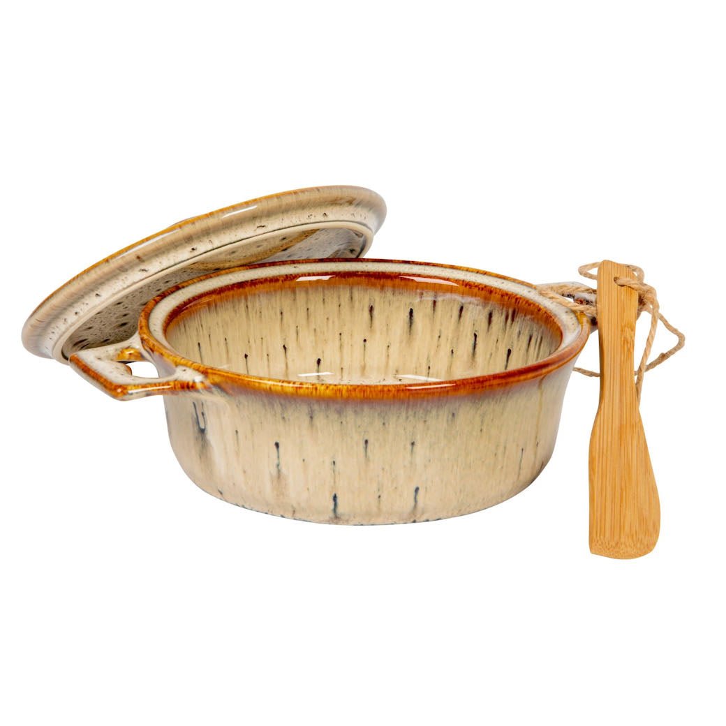 Stoneware Brie Baker with Lid & Wooden Spreader - Marmalade Mercantile