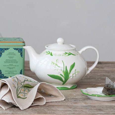 Stoneware Lily of the Valley Teapot with Strainer - Marmalade Mercantile