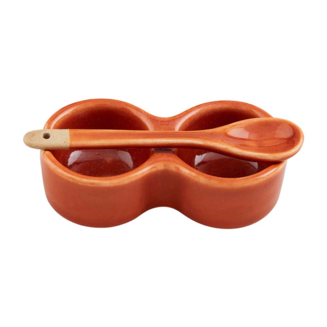 Stoneware Salt & Pepper Cellar with Spoon CHOICE of Three Colors - Marmalade Mercantile