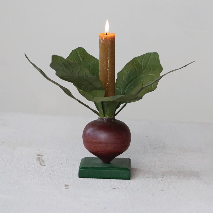 Toleware Metal Garden Radish Taper Holder - Marmalade Mercantile