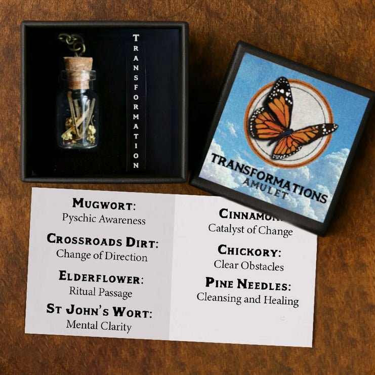 Transformation Amulet - Personal Growth Talisman Necklace w Monarch - Marmalade Mercantile