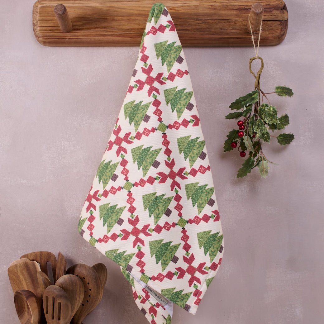 Tree Quilt Pattern Kitchen Towel Cotton/Terry - Marmalade Mercantile