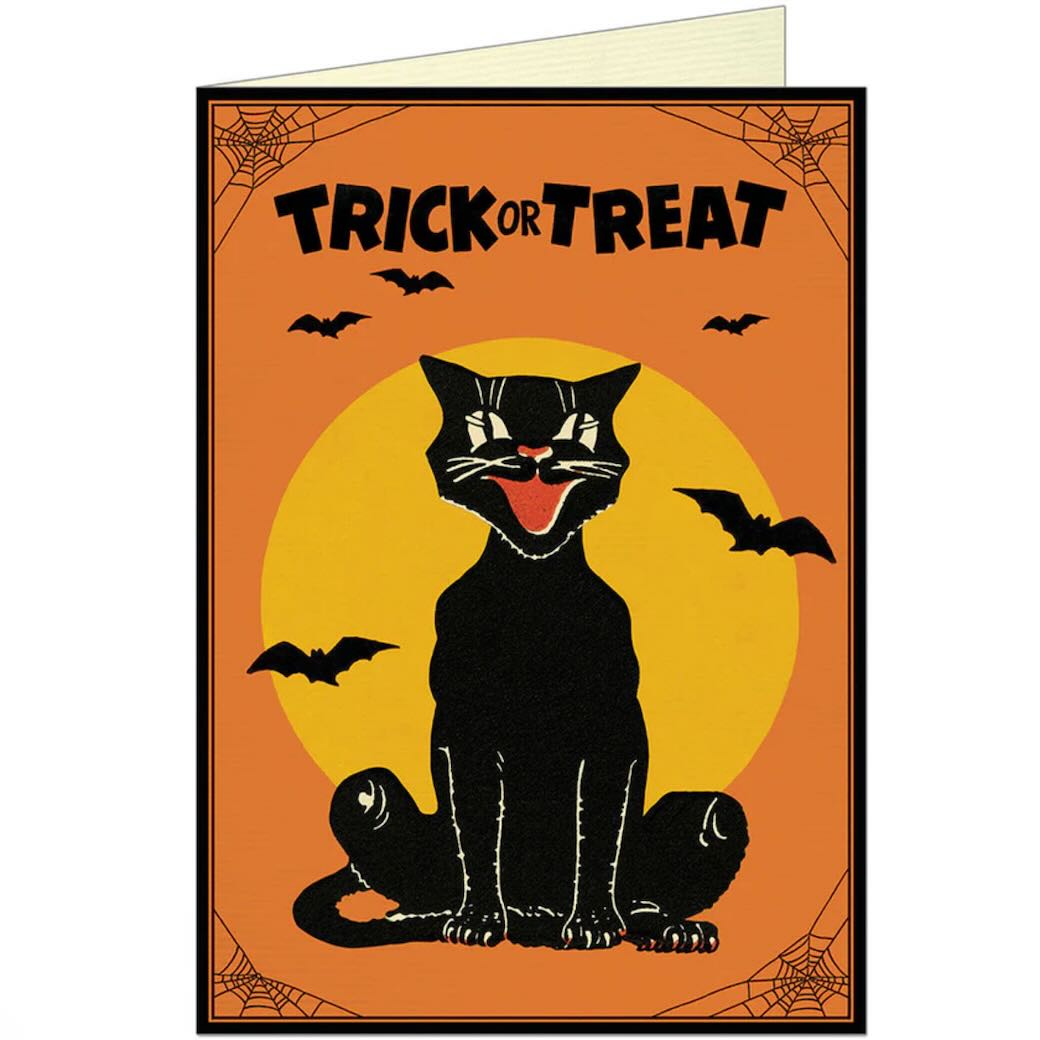 Trick or Treat Vintage - Style Black Cat Halloween Greeting Card - Marmalade Mercantile