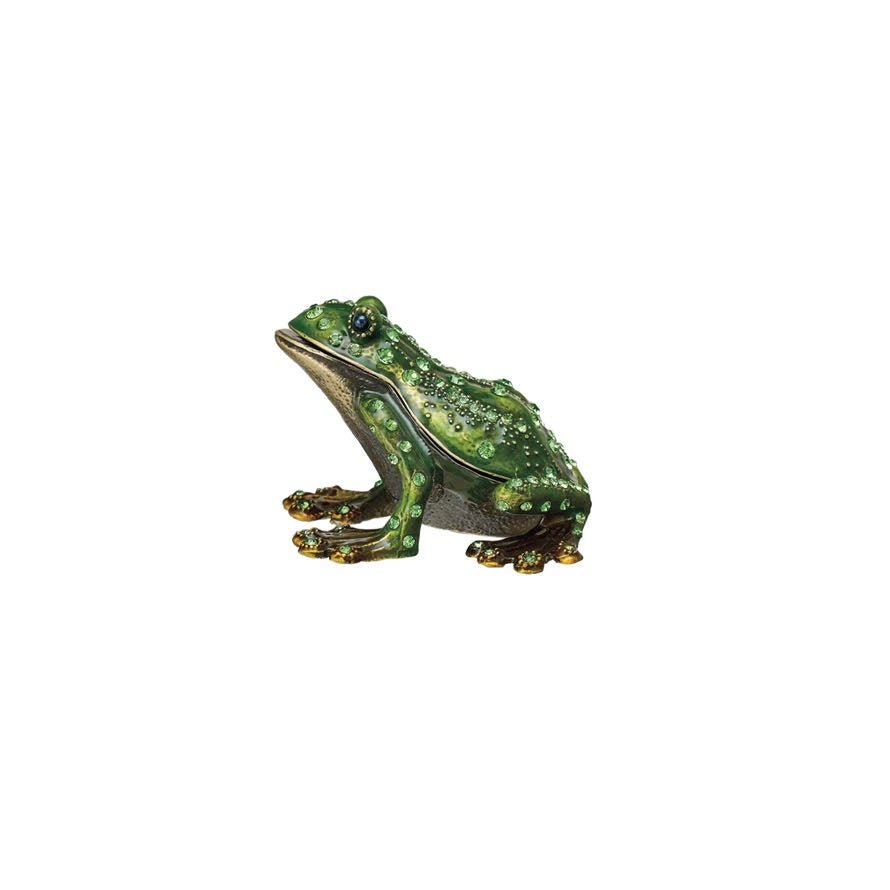 Unique Enameled Metal Frog Shaped Trinket Box - Marmalade Mercantile