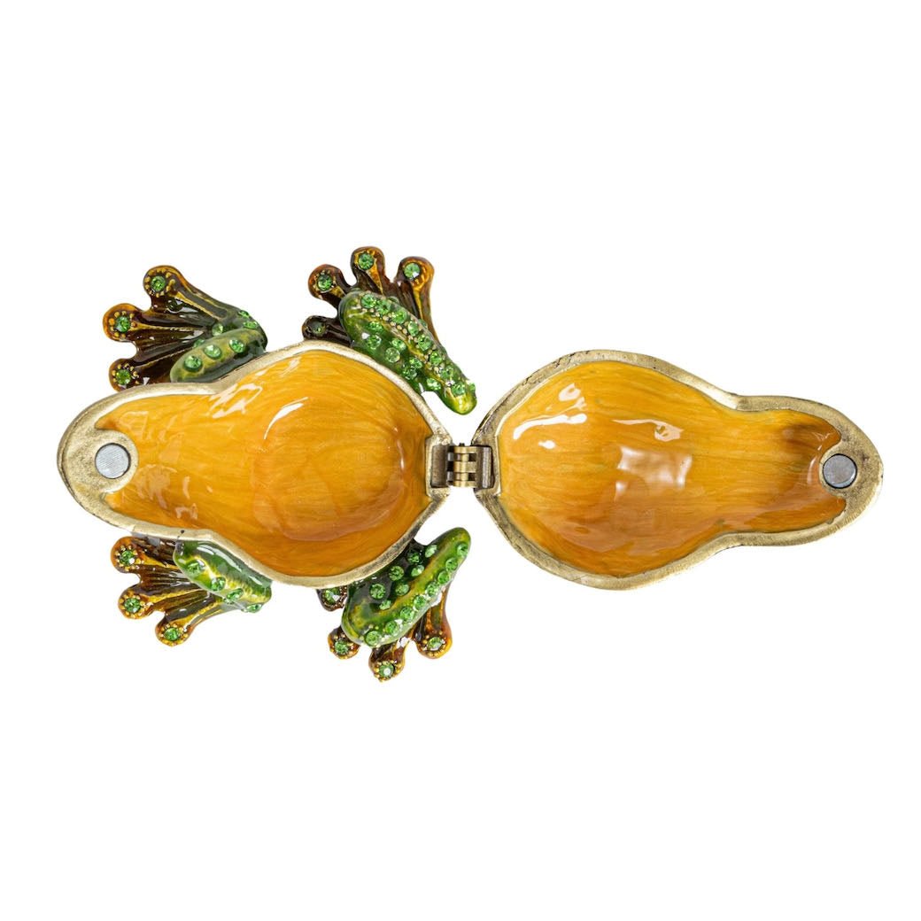 Unique Enameled Metal Frog Shaped Trinket Box - Marmalade Mercantile